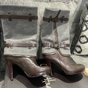 Cole Haan Air Kennedy Buckle Bootie, Dark Chocolate/Grey. Size 9